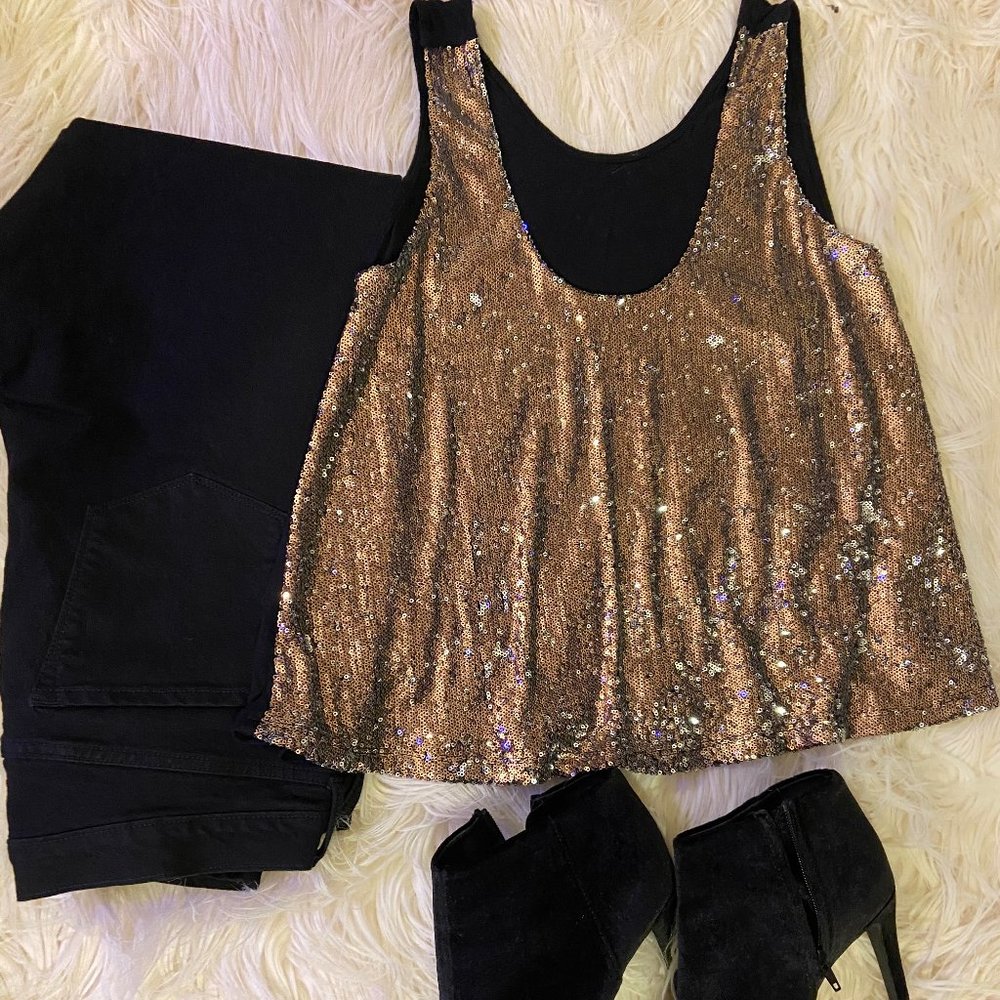 Gold and Silver Sequin Tank Top